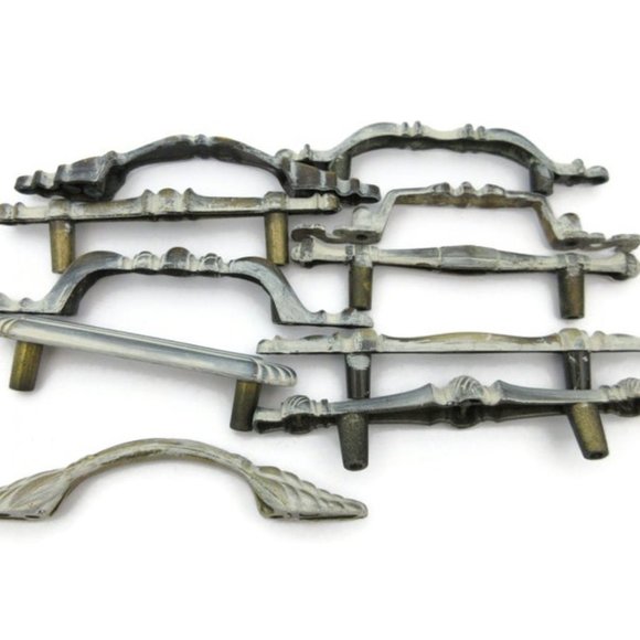 9 vintage hardware drawer pulls 3" centers: dresser, cabinet, chest of drawers - Picture 2 of 2